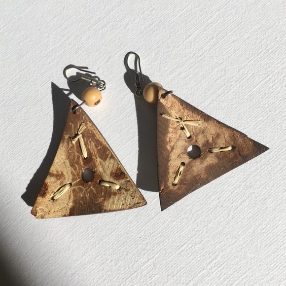 Brazilian Wooden Earrings - Picture 3 of 4